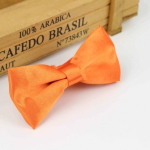 Boys Orange Satin Dickie Bow with Adjustable Strap